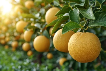 Poster - A tree bursting with ripe oranges, showcasing the abundance of fruit it bears.