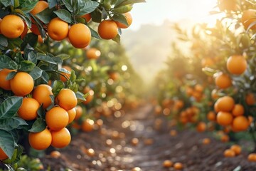 Poster - An orange tree laden with numerous oranges hanging from its branches in a vibrant display of natures bounty.