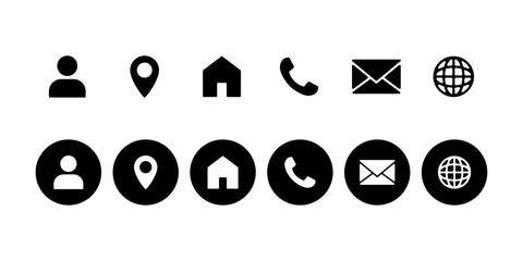 website icon set transparent background. contact button sign collection.