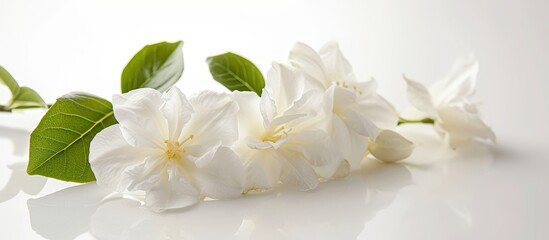 Poster - A Stunning Jasmine Flower Blooms on a White Background, Creating a Serene Display of Elegance - Jasmine Flower, White Background, Jasmine Flower.