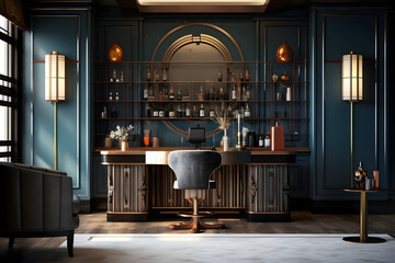 Wall Mural - home office with a custom built in bar