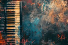 Old Piano Keys With A Warm, Grunge Aesthetic On An Abstract Art Backdrop Jazz Revival