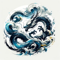 Canvas Print - Dragon water element logo tattoo 