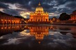 St. Peter's Basilica at sunset, Vatican City, Rome, Italy, St, Peter's Cathedral in Rome, Italy, AI Generated