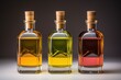 Mockup Bottle for Gin, Liquor, Tincture, Absinthe, Vodka or other Drinks on White Background. Realistic three bottle vintage