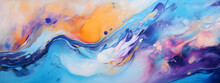 Banner Abstract Background Made Of Colorful Marble With Alcohol Ink, Close-up Image