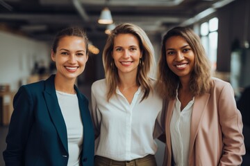 Wall Mural - Portrait of a group of young businesswomen in office