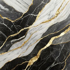  Gilded Essence: Luxurious Black and White Marble with Gold Veins