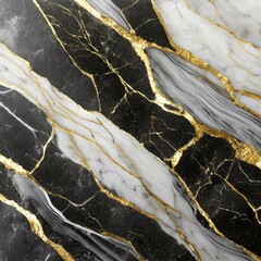  Modern Glamour: Black and White Marble Background with Gilded Accents