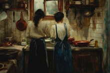 A Bother And A Sister Cooking At Home 