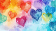Bunte Herzen Hochzeit Wasserfarben Vektor Hintergrund Verliebt Valentinstag