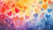 Bunte Herzen Hintergrund Verliebt Valentinstag Hochzeit Wasserfarben Vektor