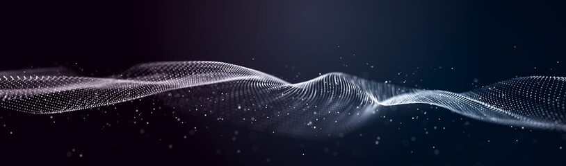 Wall Mural - dots futuristic background with dynamic wave. 3d visualization of big data. energy flows. 3d renderi