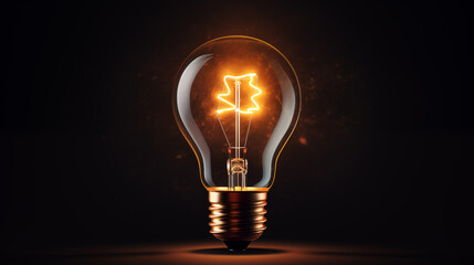 Poster - a glowing light bulb in front of a black background