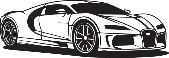 Racing Radiance Vector Logo for Sportscar Line Art Automotive Elegance Modern Sports Car Emblematic Element