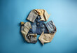 © ADDICTIVE STOCK - Recycle symbol fashioned from assorted garments. Generative AI image