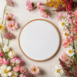 © ADDICTIVE STOCK - Floral frame with round blank space for design. Generative AI image