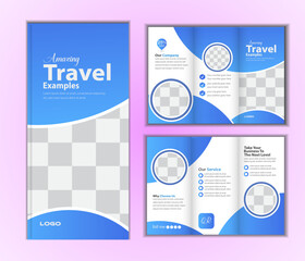 Modern Corporate business trifold brochure design template for travel agency