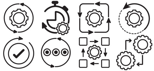 Wall Mural - Business process icon set. Workflow and productivity symbol vector illustration, icon set 