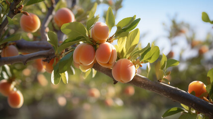 Wall Mural - apricots on a tree