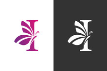 Illustration Butterfly Logo Design With Letter I Concept