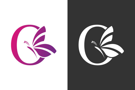 illustration butterfly logo design with letter o concept