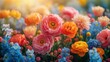Lush Garden of Blooming Roses in Soft Morning Light. Floral spring wallpaper. 
