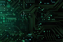 Computer Technology Vector Illustration With Green Circuit Board Background Pattern