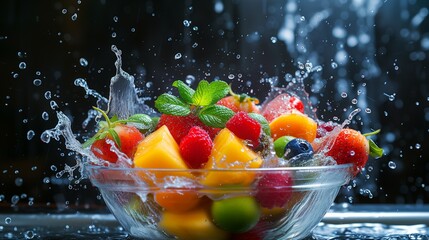  Splash of Freshness: Fruit Salad in Water Splash