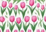 Fototapeta Tulipany - Childrens Illustration Of Seamless Pattern With Pink Tulips