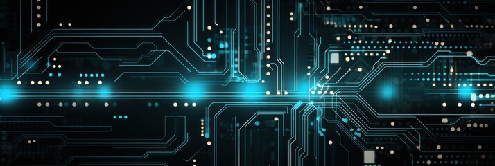 Wall Mural - Computer technology vector illustration with turquoise circuit board background pattern