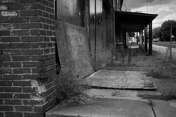 old abandoned building walkway