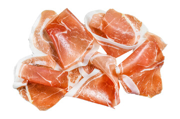 Wall Mural - Spanish jamon Serrano, cured ham. Isolated, Transparent background. 