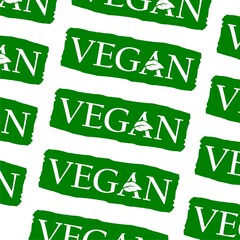 Sticker - Vegan Label seamless pattern isolated on white background