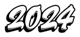 Fototapeta  - 2024 in graffiti brush lettering style. Vector banner isolated. Cool New year design