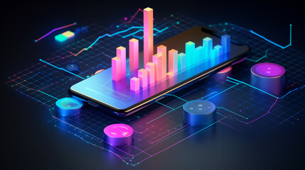 Application-of-Smartphone-with-business-graph-and-analytics-data-on-an-isometric-mobile-phone