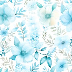  Cyan watercolor botanical digital paper floral background