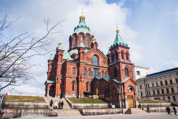 Wall Mural - uspensky cathedral in helsinki finland on a sunny day in spring time