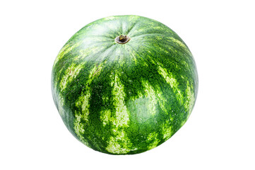 Wall Mural - Whole ripe green watermelon.  Isolated, Transparent background. 