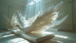 © JVLMediaUHD - Artinstallation of feathers soaring in the air, creating lightness and airines