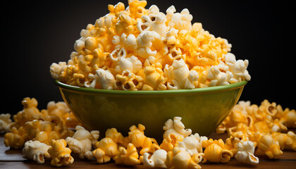 Poster - A close up of a yellow bowl filled with fresh sweetcorn generated by AI