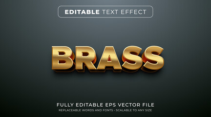 Wall Mural - editable text effect in gold brass metal style