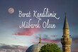 Berat Kandilimiz Mubarek Olsun or Happy Berat Kandil. Berat Kandili. Muslim holiday, feast. Islamic holy night concept imagene.
