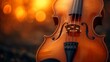 Classic violin close-up with golden sunset bokeh background