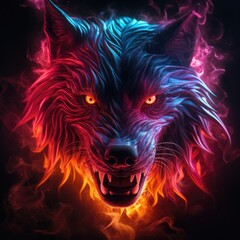 A gorgeous light painting nightmare wolf high contrast detailed fantasy 8k vivid ultra detail evil