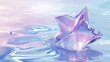 A 3d star icon, 3d icon, crystal glass material, mass effect, translucent material, light violet and light blue style, in surreal 3d landscape style, in futuristic colorful waves