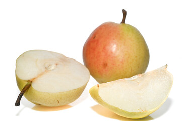 Wall Mural - two juicy pears on a white background studio shooting 8