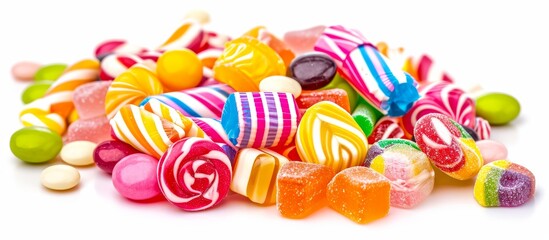 Sticker - Colorful Pile of Multiple, Different Candies Isolated on White Background