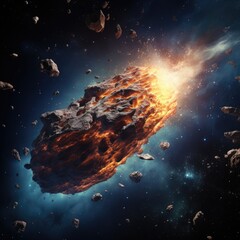 Wall Mural - A huge asteroid flying in space