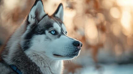 Wall Mural - A detailed view of a dog's face covered in snow. Perfect for winter-themed designs and pet-related content